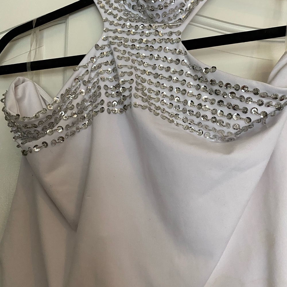 White halter top with silver sequins